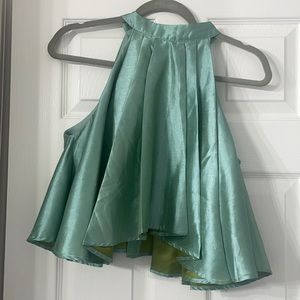 Sage Green pleaded crop top